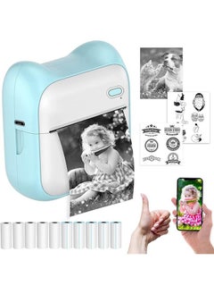 Taiahiro Mini Photo Printer,1000mAh Portable Thermal Photo Printer with 5 Rolls Sticker and 5 Rolls of Thermal Paper,for Gift Study Notes Work Children Photo Picture Memo  - Image 1