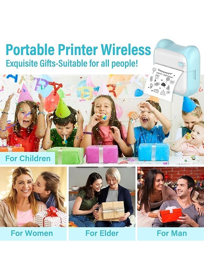 Taiahiro Mini Photo Printer,1000mAh Portable Thermal Photo Printer with 5 Rolls Sticker and 5 Rolls of Thermal Paper,for Gift Study Notes Work Children Photo Picture Memo  - Image 4