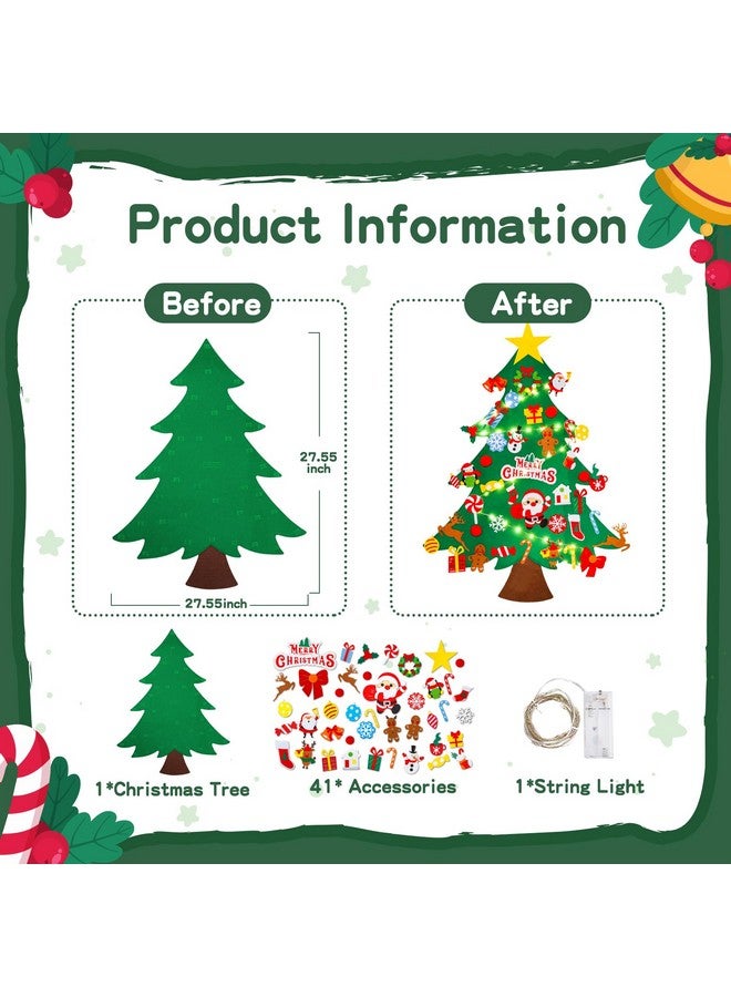 Max Fun DIY Felt Christmas Tree Set 3.2Ft with 41 Ornaments for Kids Toddlers Home Wall Hanging Felt Christmas Craft Kits Xmas Decoration Party Supplies - Image 5