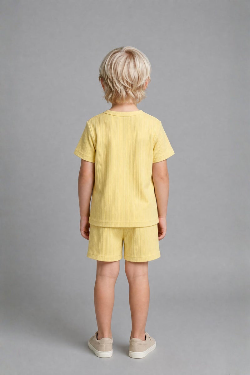 DeFacto Yellow BabyBoy Baby Boy Top Shorts 2 Piece Pyjama Set Casual - Image 4