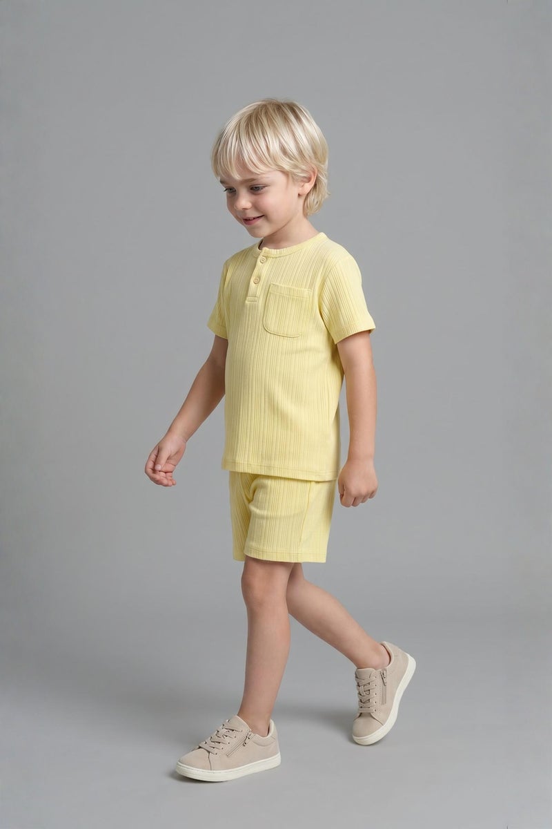 DeFacto Yellow BabyBoy Baby Boy Top Shorts 2 Piece Pyjama Set Casual - Image 2