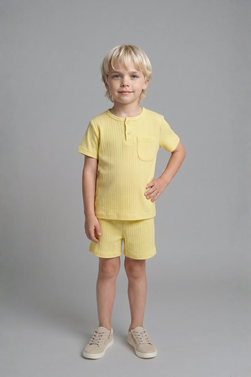 DeFacto Yellow BabyBoy Baby Boy Top Shorts 2 Piece Pyjama Set Casual - Image 1