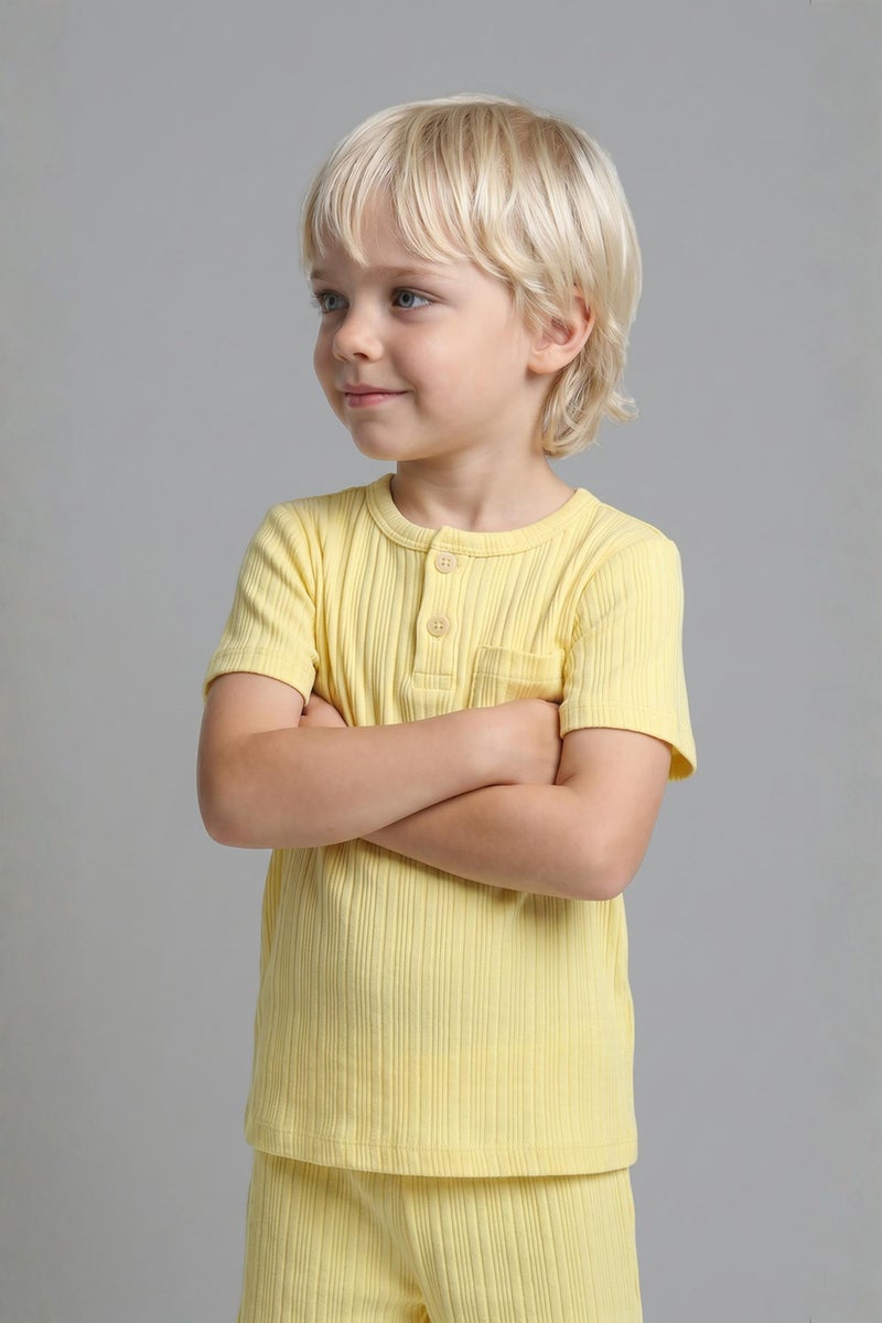 DeFacto Yellow BabyBoy Baby Boy Top Shorts 2 Piece Pyjama Set Casual - Image 3