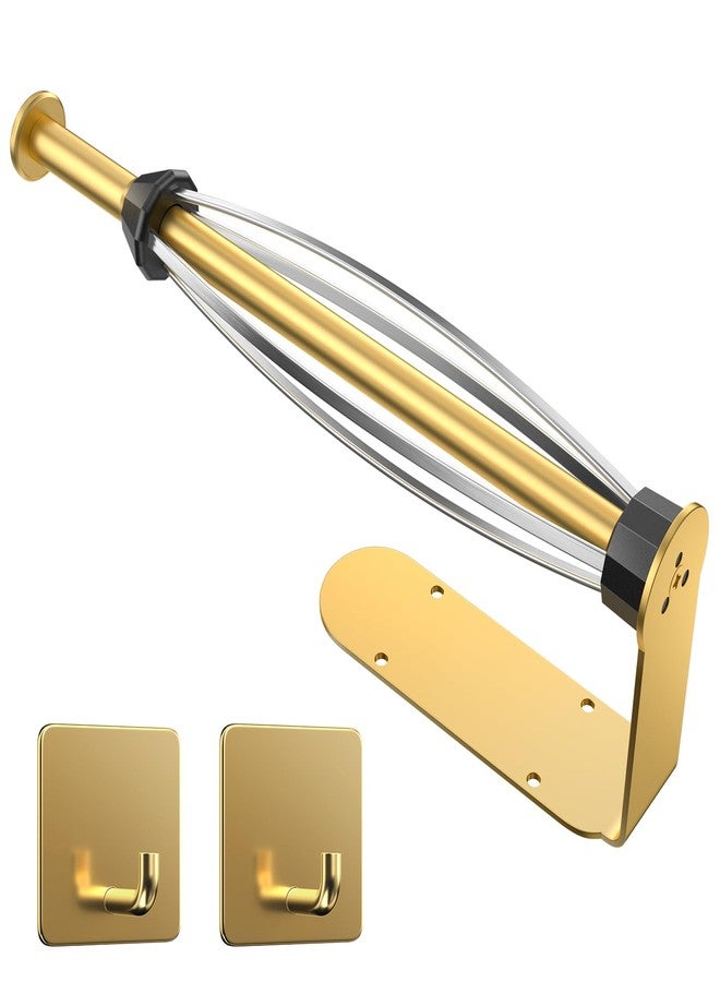 Winproper Paper Towel Holder Under Cabinet with 2 Hooks, Paper Towel Holder Wall Mount with Damping Effect, Self-Adhesive or Drilled Paper Roll Holders for Kitchen, Bathroom, RV(Gold) - Image 1