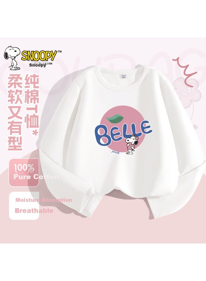 Snoopy Girls' Long Sleeve T-shirt   Pure Cotton Breathable Kids Casual Sportswear