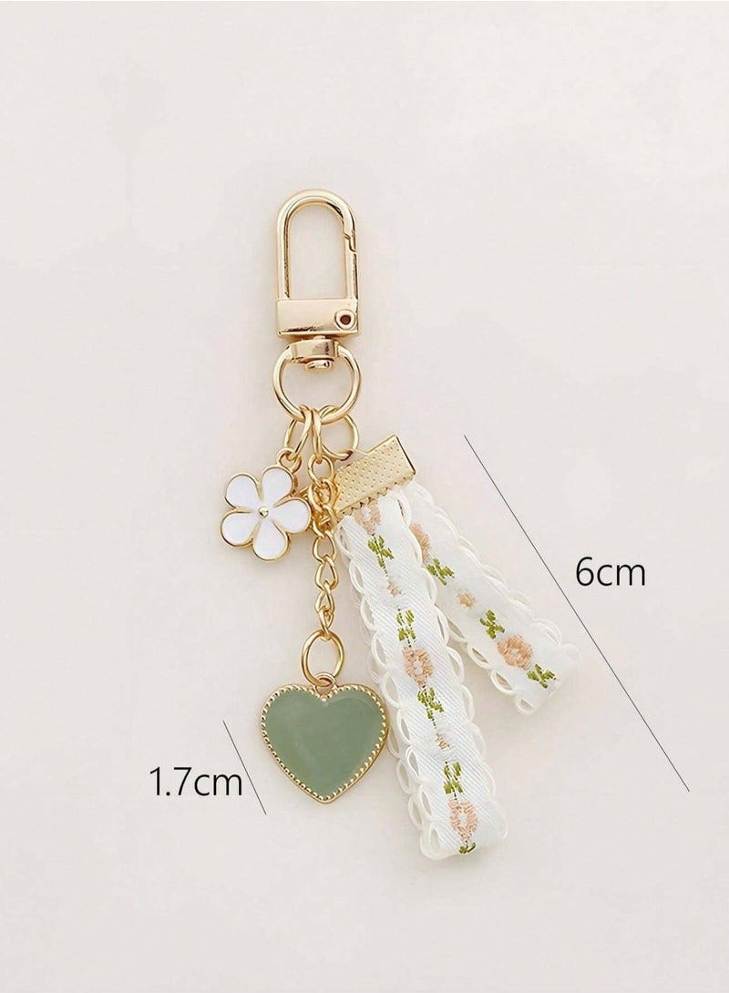 Lace and flower design key chain with heart pendant - Image 4