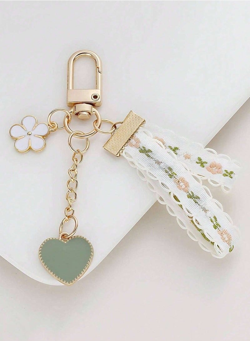 Lace and flower design key chain with heart pendant - Image 5