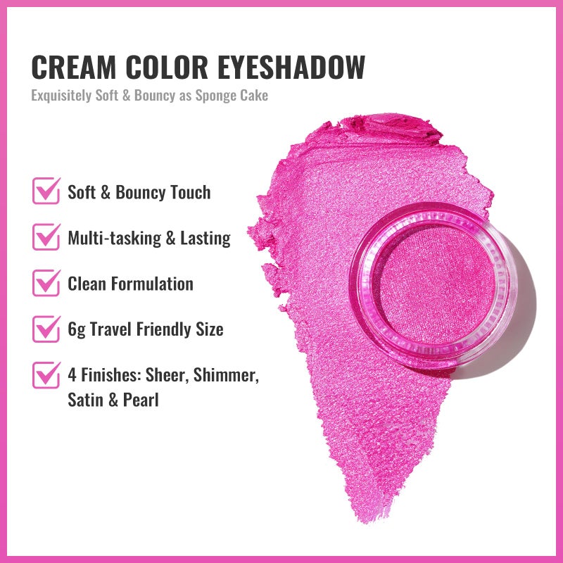 Oulac Hot Pink Cream Eyeshadow also for Highlighter Highly Pigmented Eye Shadow Waterproof&Long Lasting with Moisturizing Formula Blendable Shimmer Eye Make-up,Vegan & Cruelty-Free, 6g, 09 - Image 4