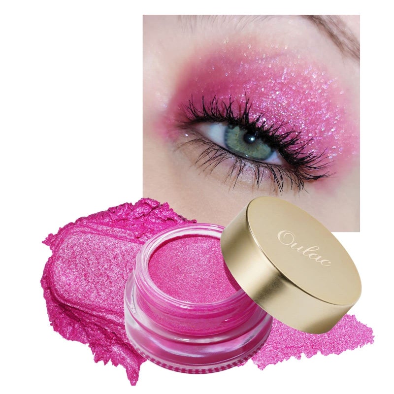Oulac Hot Pink Cream Eyeshadow also for Highlighter Highly Pigmented Eye Shadow Waterproof&Long Lasting with Moisturizing Formula Blendable Shimmer Eye Make-up,Vegan & Cruelty-Free, 6g, 09 - Image 1
