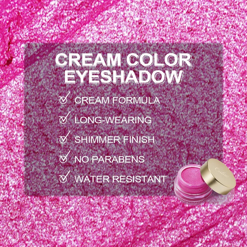 Oulac Hot Pink Cream Eyeshadow also for Highlighter Highly Pigmented Eye Shadow Waterproof&Long Lasting with Moisturizing Formula Blendable Shimmer Eye Make-up,Vegan & Cruelty-Free, 6g, 09 - Image 5