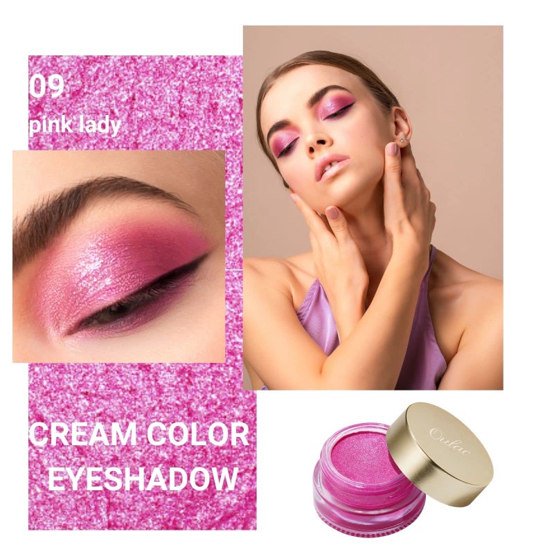 Oulac Hot Pink Cream Eyeshadow also for Highlighter Highly Pigmented Eye Shadow Waterproof&Long Lasting with Moisturizing Formula Blendable Shimmer Eye Make-up,Vegan & Cruelty-Free, 6g, 09 - Image 2