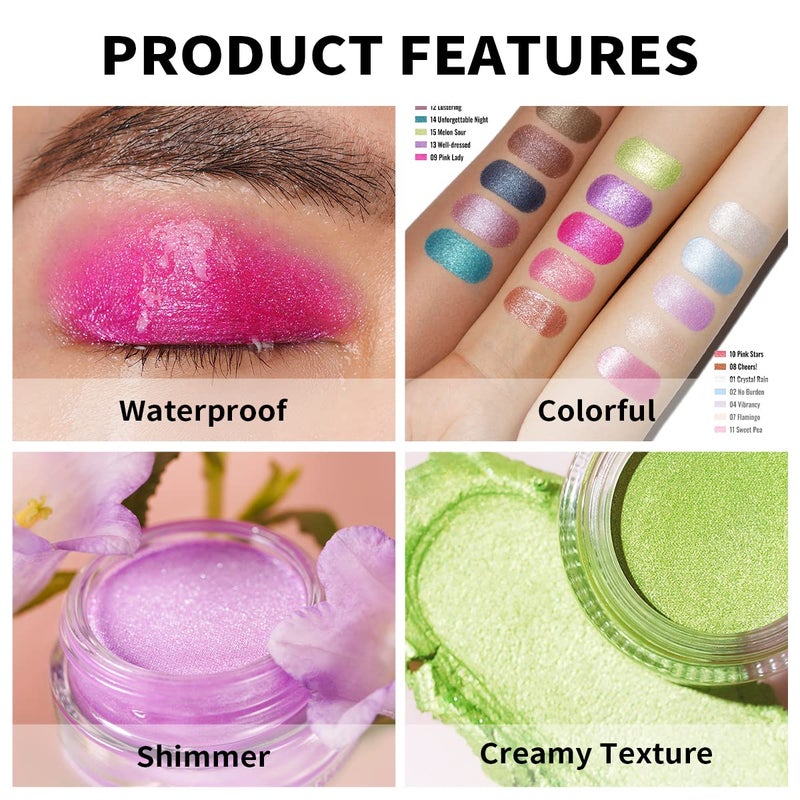 Oulac Hot Pink Cream Eyeshadow also for Highlighter Highly Pigmented Eye Shadow Waterproof&Long Lasting with Moisturizing Formula Blendable Shimmer Eye Make-up,Vegan & Cruelty-Free, 6g, 09 - Image 3