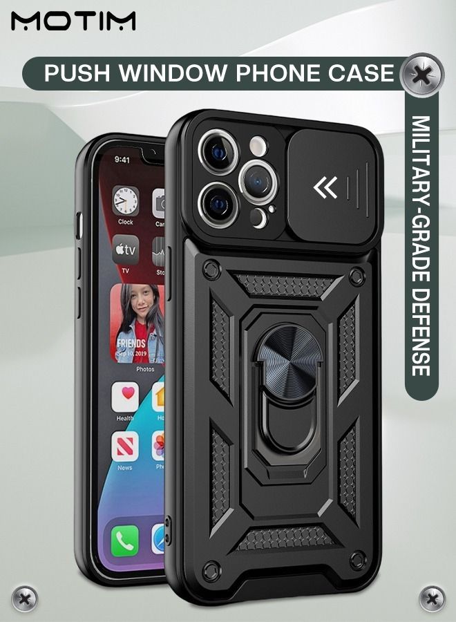 موتيم اي فون 14 برو ماكس الهاتف المحمول المدرعة القضية ، مع غطاء الكاميرا المنزلقة العسكرية الصف الثقيلة حماية قوس الهاتف المحمول القضية ، مع قوس سيارة المغناطيسي - Image 1