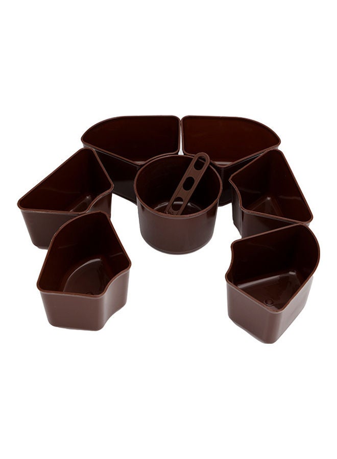 Royalford Spice Box 7 Removable Containers 100% Food Grade Material Bpa Free Made In India Multi Color Assorted Colors 19.4X19.4X6.3 Cm Brown/Dark Brown - Image 2