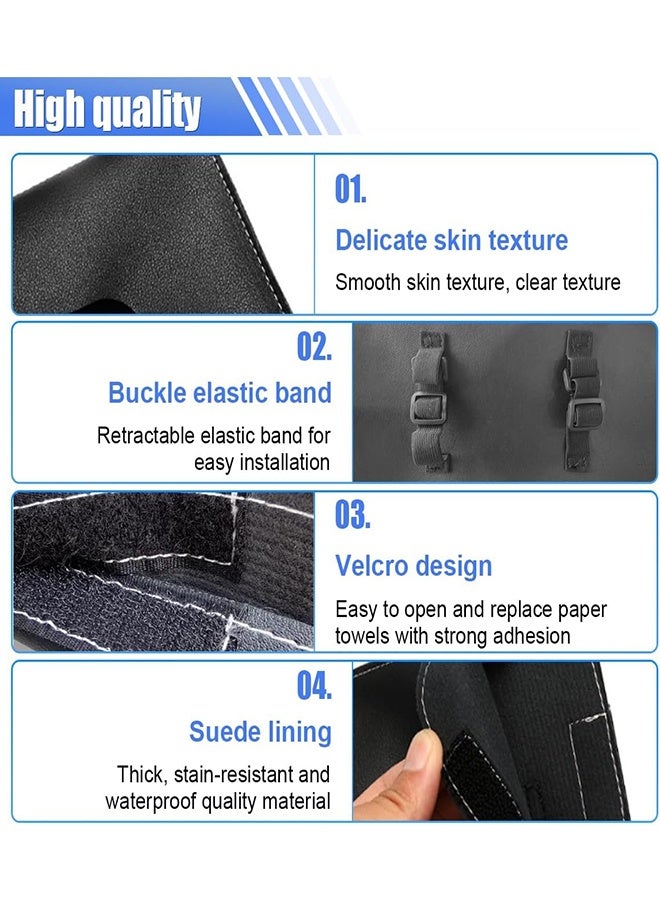 حامل مناديل للسيارة - حامل علبة مناديل جلدية، موزع كمامات للسيارة - حامل مناديل معلق للسيارة، موزع مناديل للسيارة - حامل كمامات مستطيل، ملحق واقي الشمس للسيارات (أسود) - Image 3