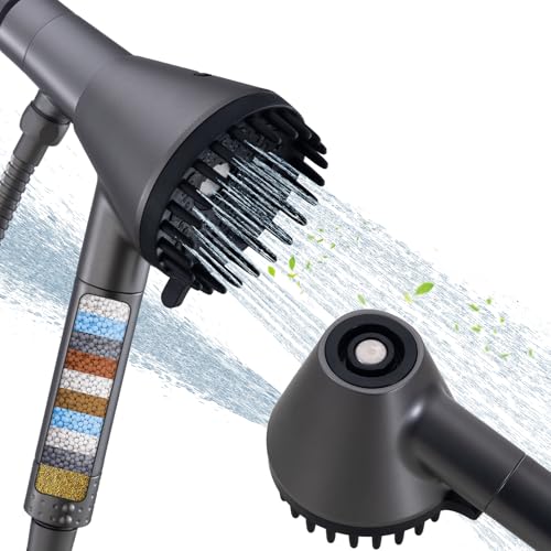 Ryamen 2026 Magnetic Filtered Shower Head with Handheld– High Pressure Showerhead with Power Wash Mode, Chlorine Removal, Massage Brush, Pressure Adjustable, One-Touch Pause (Gray) - Image 1