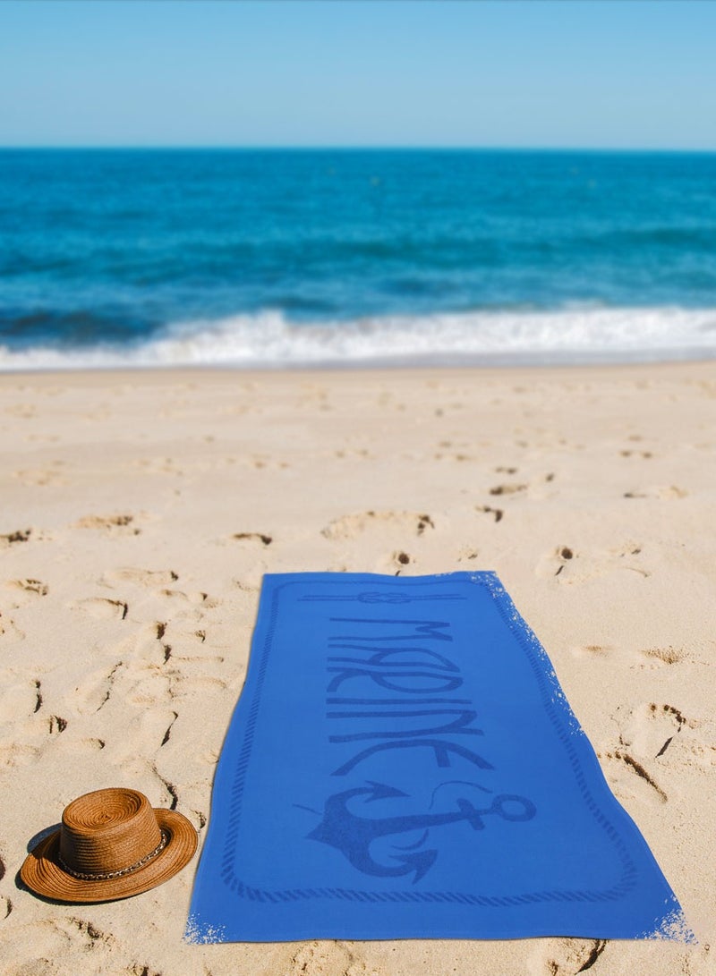Anemoss Large Size Beach Towel, 100% Turkish Cotton, Sailor Knot Design, Blue, High Absorbent, Soft Towel, 70x140cm - Image 5