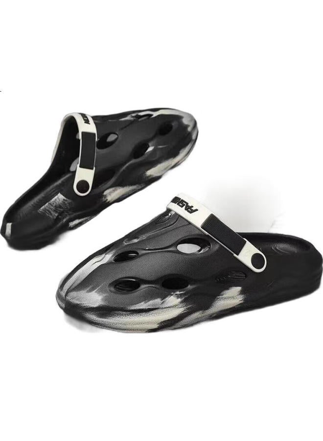 YUZHAOLIN Men'S Hollow Shoes Breathable Slip-On Driving Slippers Yy025 Black Size 40/41 - Image 2