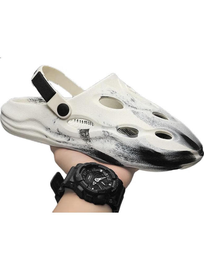 YUZHAOLIN Men'S Hollow Shoes Breathable Slip-On Driving Slippers Yy025 Black Size 40/41 - Image 1