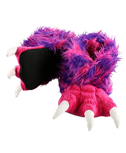 Lazy One Animal Paw Slippers for Kids and Adults, Fun Costume for Kids, Cozy Furry Slippers (Pink Monster, Small) - Image 1