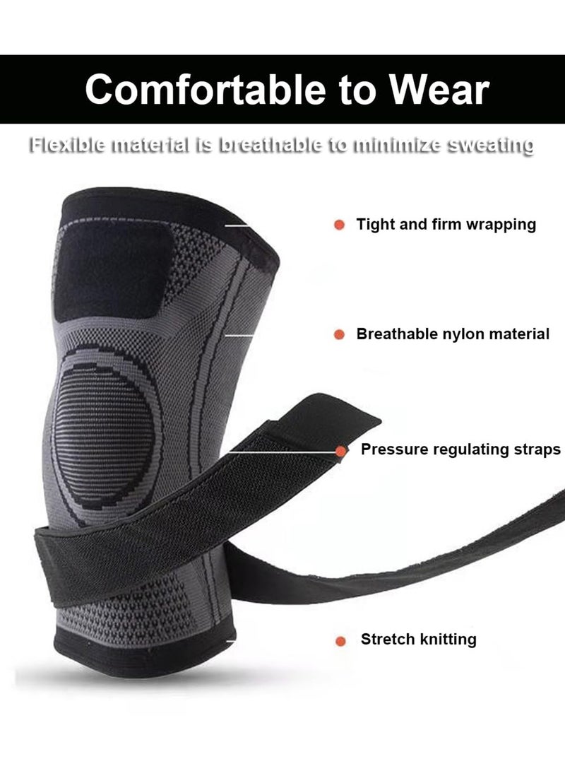 حزمة من 2 دعامة للركبة بضغط مع دعم جل السيليكون - مثبت للركبة لالتهاب المفاصل، الرياضة، الجري، رفع الأثقال، تخفيف تمزق الغضروف، مريحة وقابلة للتنفس للرجال والنساء، وسادات للركبة - Image 5