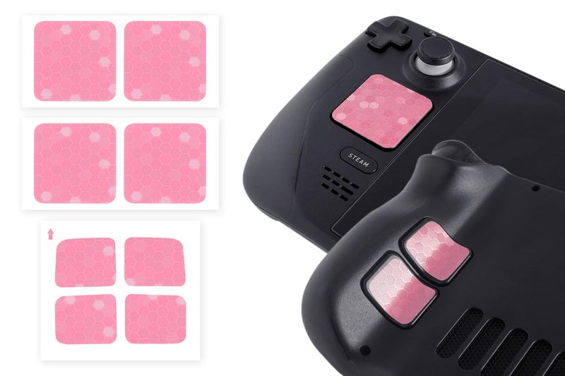 TALONGAMES Touchpad Protector Compatible with Steam Deck OLED/Steam Deck Trackpad Skin, Back Button Grips Accessories (Trackpads Protector + 4 Keys Protector, Honeycomb Hex - Pink) - Image 1