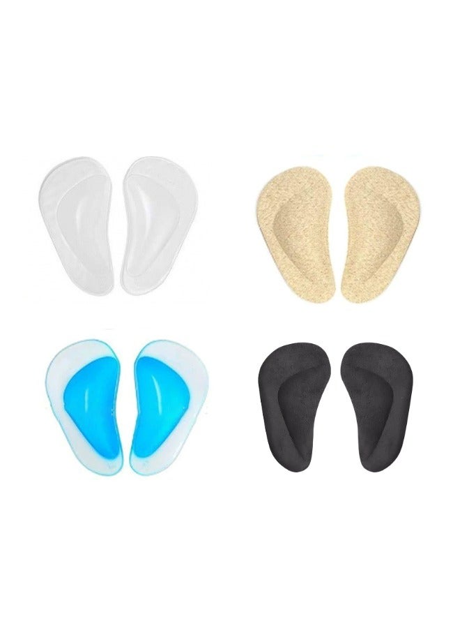 spa luxetique Arch Support Orthotic Insoles - 4-Pack Non-Slip Shoe Cushions (Blue/Beige/Black/Clear) | PU Gel, All-Season Unisex Foot Pain Relief & Posture Correction - Image 1