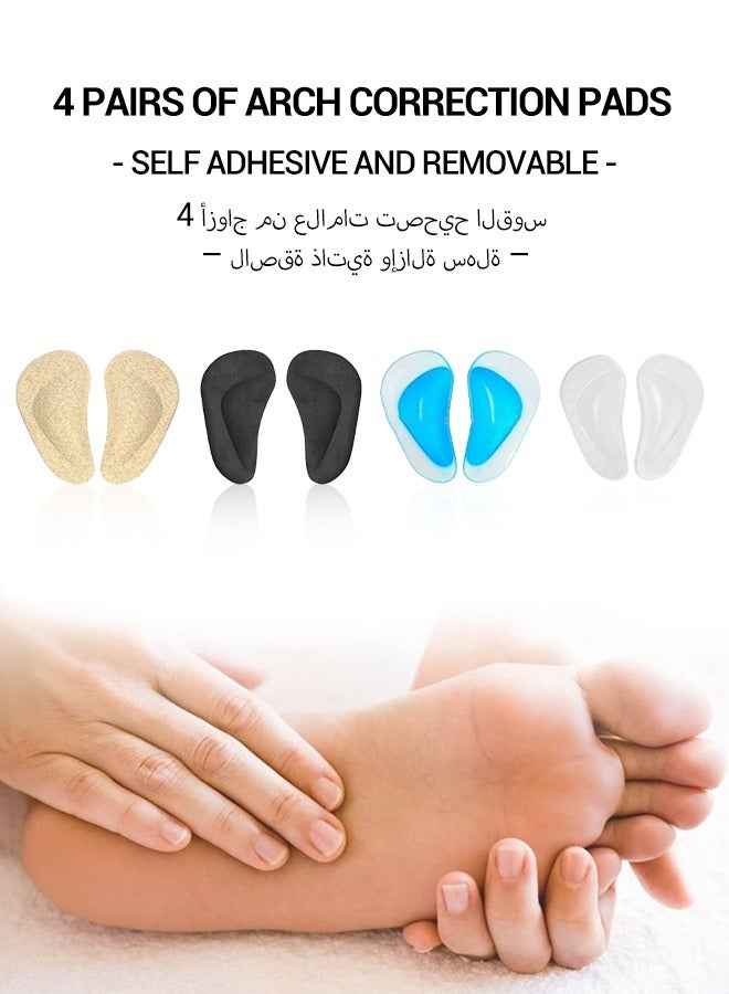 spa luxetique Arch Support Orthotic Insoles - 4-Pack Non-Slip Shoe Cushions (Blue/Beige/Black/Clear) | PU Gel, All-Season Unisex Foot Pain Relief & Posture Correction - Image 3