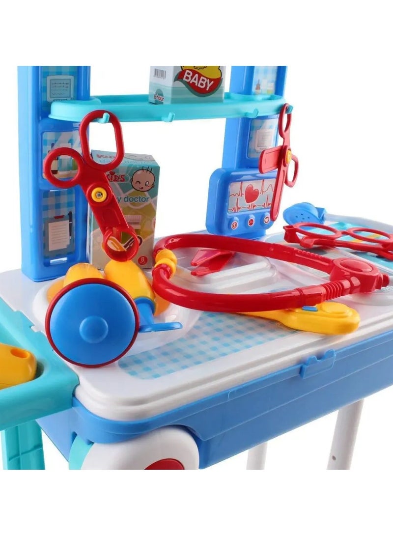 Little Doctor Trolley Portable 2-In-1 Durable With Equipments Playset cm - Image 5
