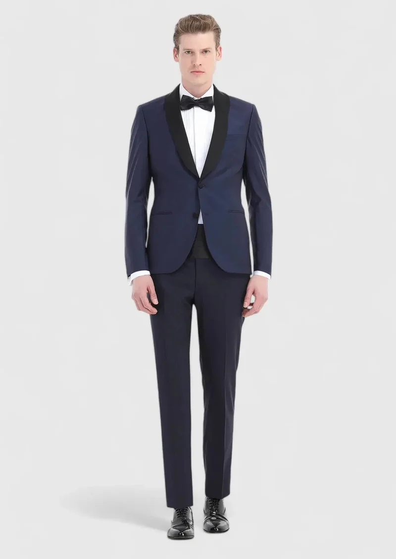 RAMSEY Saks Plain Fashion Slim Fit Butterfly Collar Weaving Tuxedo