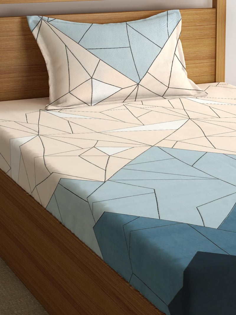 Fashion String 144TC Microfibre Abstract Geometric Line Art Single Bedsheet with 1 Pillow Cover - Image 3