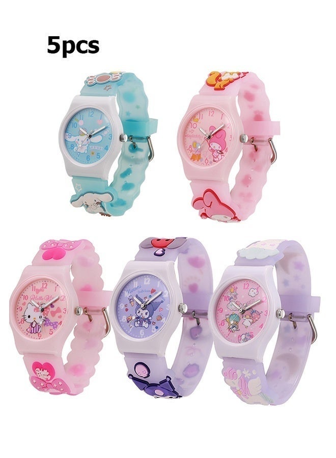 جي اس دن ساعة يد للبنات - ساعة أطفال ثلاثية الأبعاد مقاومة للماء بتصميم كرتوني، هدايا للبنات من سن 2-8 سنوات، ألعاب للبنات من سن 3 و4 و5 و6 و7 سنوات - هدايا للأطفال - Image 5