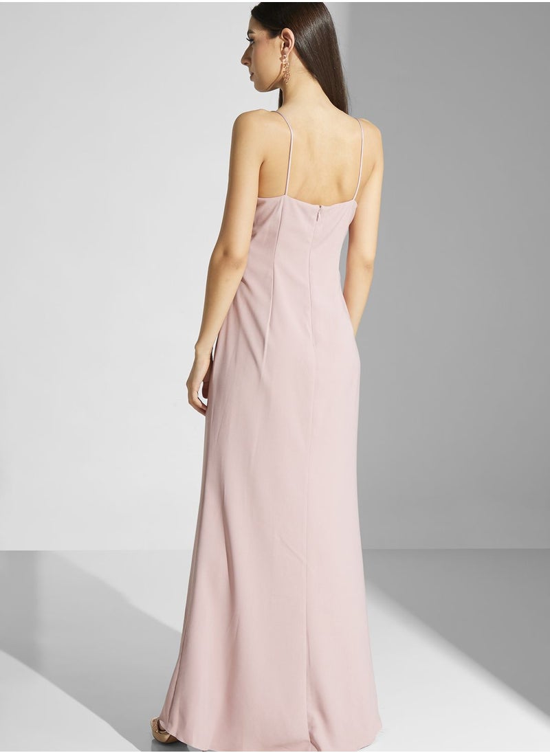 Adrianna Papell - Waterfall Trim Asymmetrical Hem Dress - Image 1