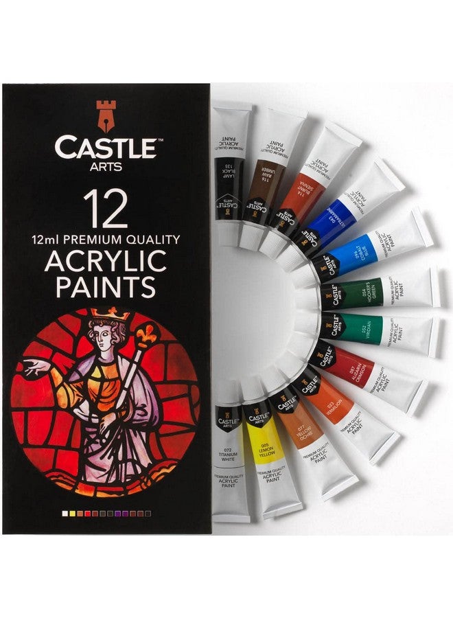 Castle Art Supplies 12 X 12Ml Acrylic Paint Set Value Beginner Set For Starters Or Adult Artists Quality Intense Colors Smooth To Use On Range Of Surfaces In Neat Presentation Box - Image 1