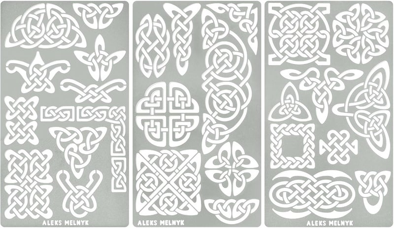 Aleks Melnyk No.37 Metal Journal Stencils, Pyrography Celtic Patterns, Celtic Knot, Viking Stencils, Wood Burning Templates, Wood Carving, Bullet Journaling - Image 1