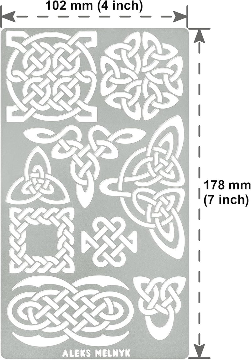 Aleks Melnyk No.37 Metal Journal Stencils, Pyrography Celtic Patterns, Celtic Knot, Viking Stencils, Wood Burning Templates, Wood Carving, Bullet Journaling - Image 2