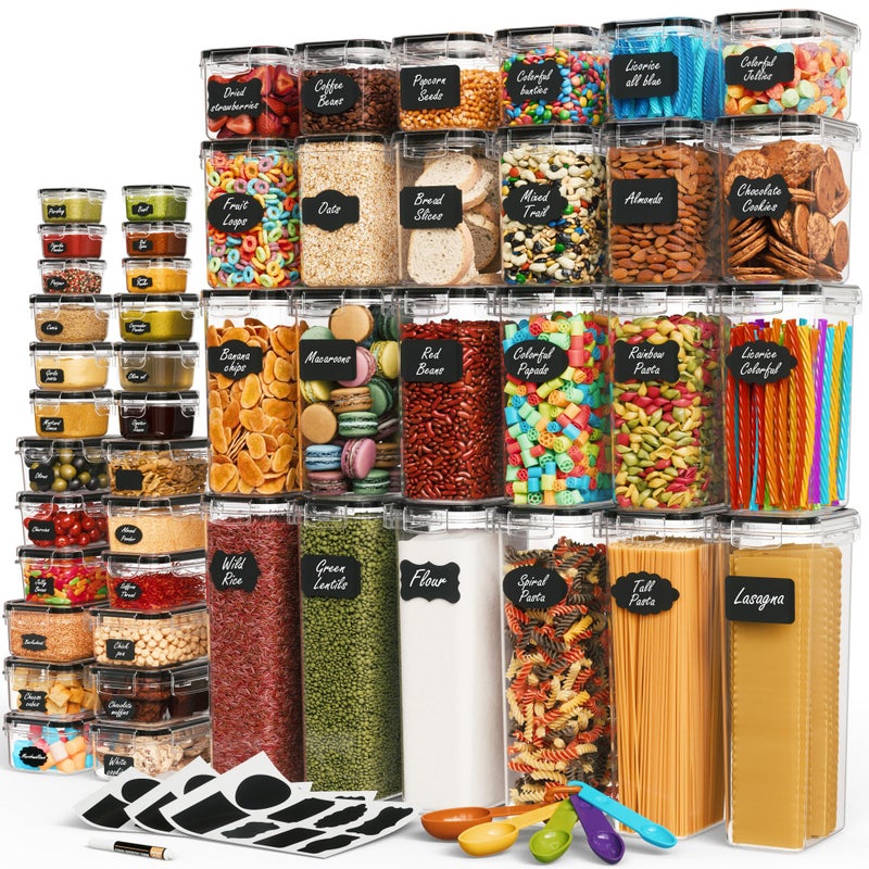 Chefs Path Ultra Large  48 Pack Food Storage Containers  Kitchen and Pantry Organization Canisters for Cereal Dry Food Flour and Sugar BPA Free Includes 24 Labels