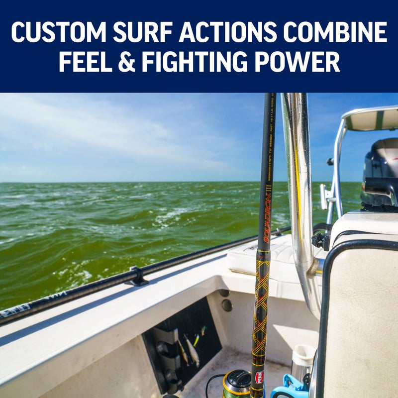 PENN Squadron III 10â€™ Surf Spinning Fishing Rod; 2-Piece, 15-30lb Line Rating, Medium Heavy Rod Power, Moderate Fast Action, 1-5 oz. Lure Rating, Titanium/Red/Gold - Image 3