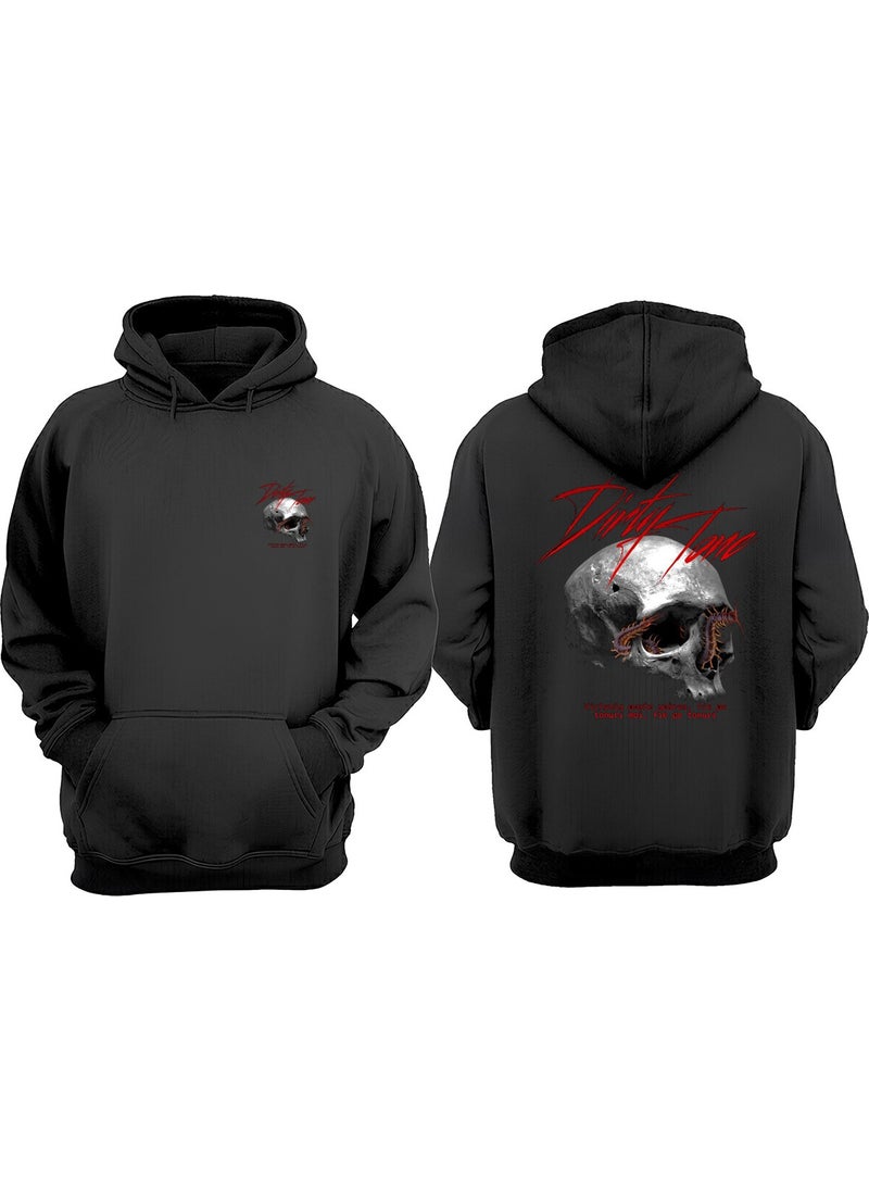 The Wert - Unisex Dinty Love Skull Design Front Back Printed Regular Fit Black Sweatshirt - Image 1