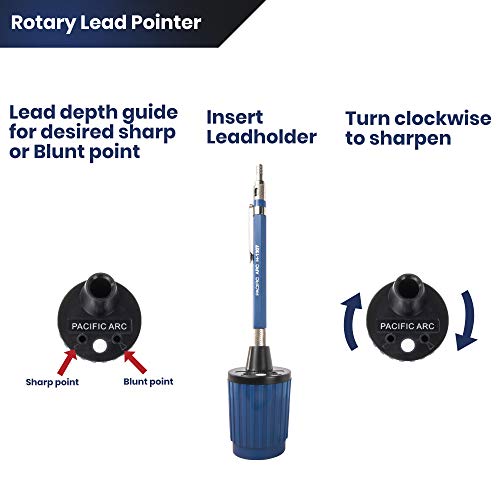 Pacific Arc Hand Held Rotary Lead Pointer with Sharp and Blunt Settings and Lead Cleaner, Blue - Image 4