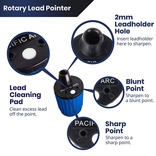 Pacific Arc Hand Held Rotary Lead Pointer with Sharp and Blunt Settings and Lead Cleaner, Blue - Image 5