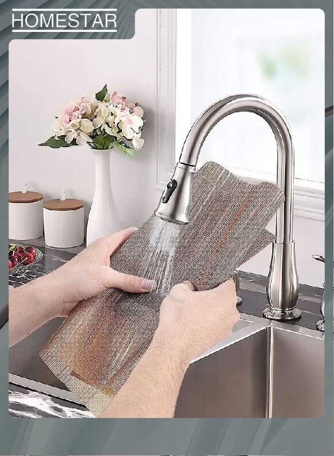 هومستر Placemats مجموعة من 6 مقاومة للحرارة المنسوجة الفينيل غسل البلاستيك مكان حصاري 30 * 45 + 1 قطعة 30 * 180، غير انزلاق بقعة مقاومة في الهواء الطلق / الداخلي طاولة حصاري لتناول الطعام البني - Image 2