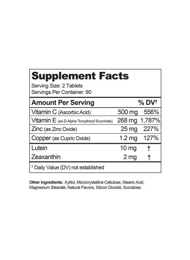 Visual Advantage® Macular Support Chewables - AREDS 2 Vitamins for Healthy Eyes - Great Tasting Tropical Flavored Chewable Tablets - 3 Month Supply (180) - Image 2