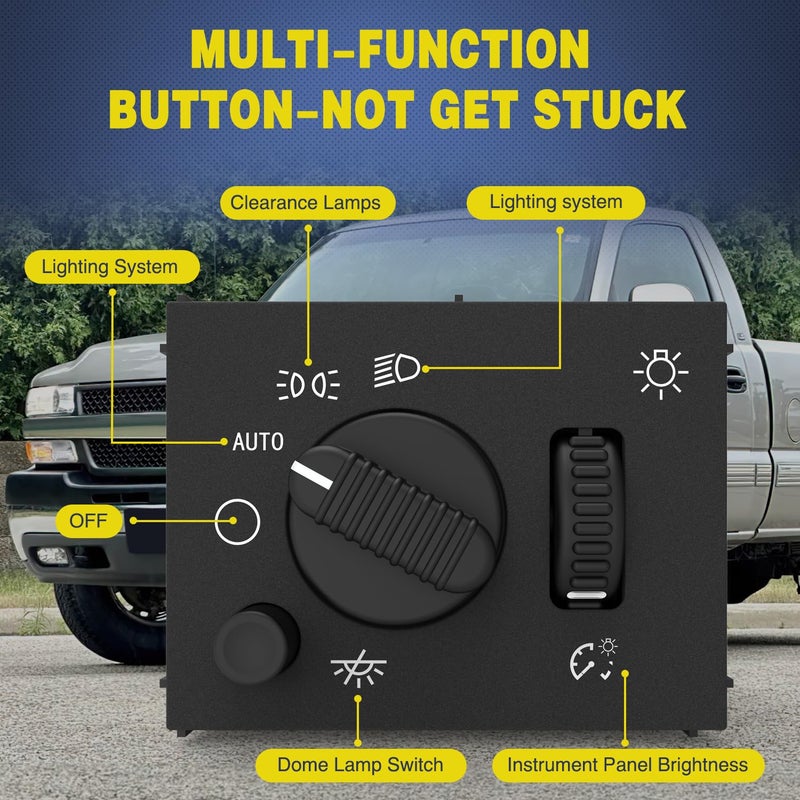 Nilight Headlight Dimmer Switch Compatible with 2003 2004 2005 2006 2007 Chevy Silverado 1500 2500 3500 2003-2006 GMC Sierra 1500 2500 Cadillac Escalade Warm White LED Light - Image 5