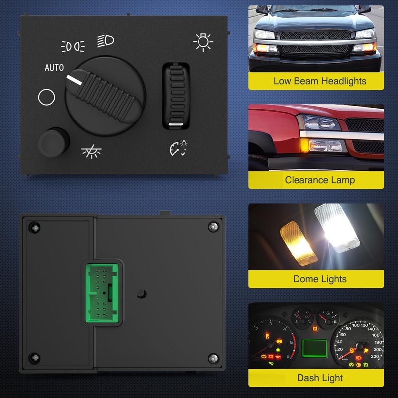 Nilight Headlight Dimmer Switch Compatible with 2003 2004 2005 2006 2007 Chevy Silverado 1500 2500 3500 2003-2006 GMC Sierra 1500 2500 Cadillac Escalade Warm White LED Light - Image 3