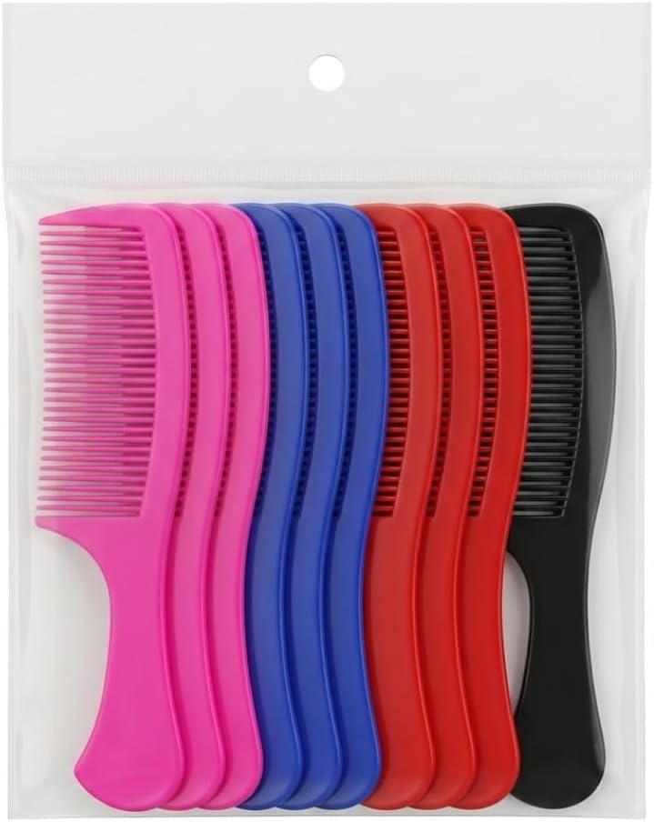Hasanat Essentials 10-Piece Multi-Colored Plastic Hair Comb Set for All Hair Types - Image 1