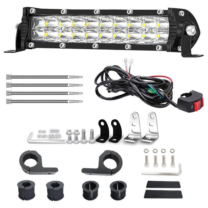 SAN YOUNG Light Bar for eBike 7 Inch Motorcycle Dirt Bike LED Headlight 60W 6000lm with 78 Handlebars Mounting Clamp Brackets and 12V Wiring Harness Switch CRF XR TTR KLX MTB Dirtbike Night Riding Light Kit - Image 3