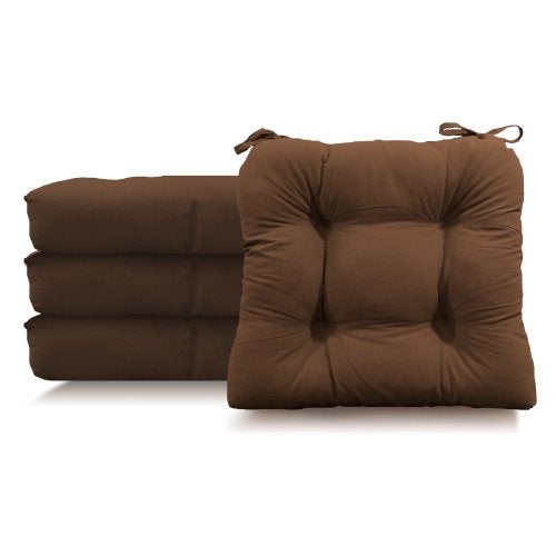 Essentials Micro Fiber Chair Pad, Chocolate, 4 Piece - Image 1