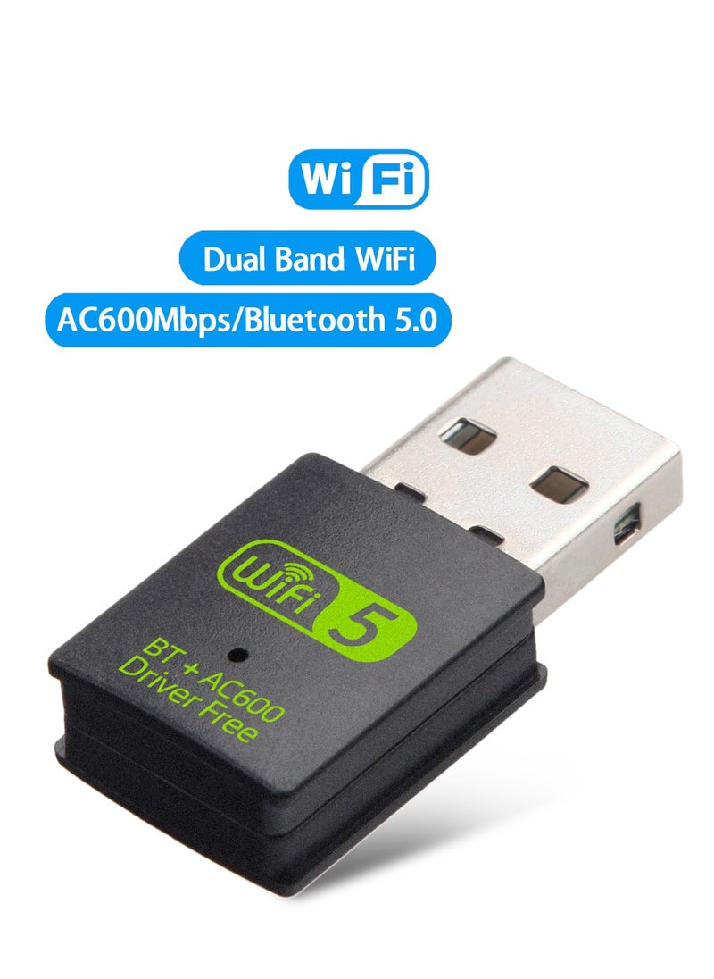 Generic - 600m dual-band wireless card drive-free 5G high-speed computer WiFi receiver USB Bluetooth wifi 2-in-1 - Image 1