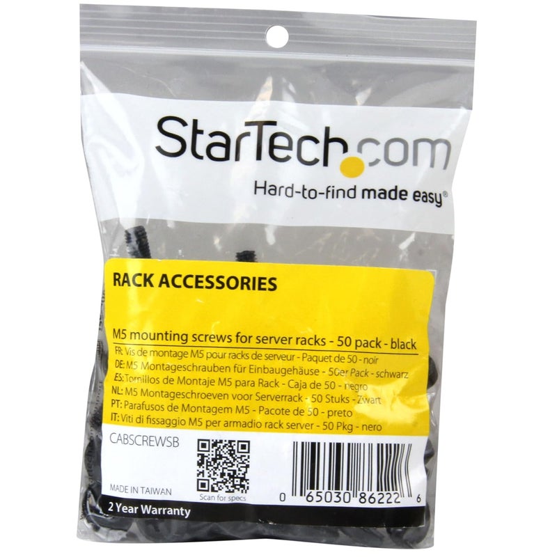 StarTech.com براغي M5 × 12 مم - عبوة 50 قطعة، أسود - براغي تثبيت M5 لرف الخادم والخزانة، متوافقة مع TAA (CABSCREWSB) - Image 2